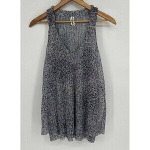Anthropologie Top Halter Lilac Crinkle Pleated Shimmer Blouse Tunic‎ Tank Medium